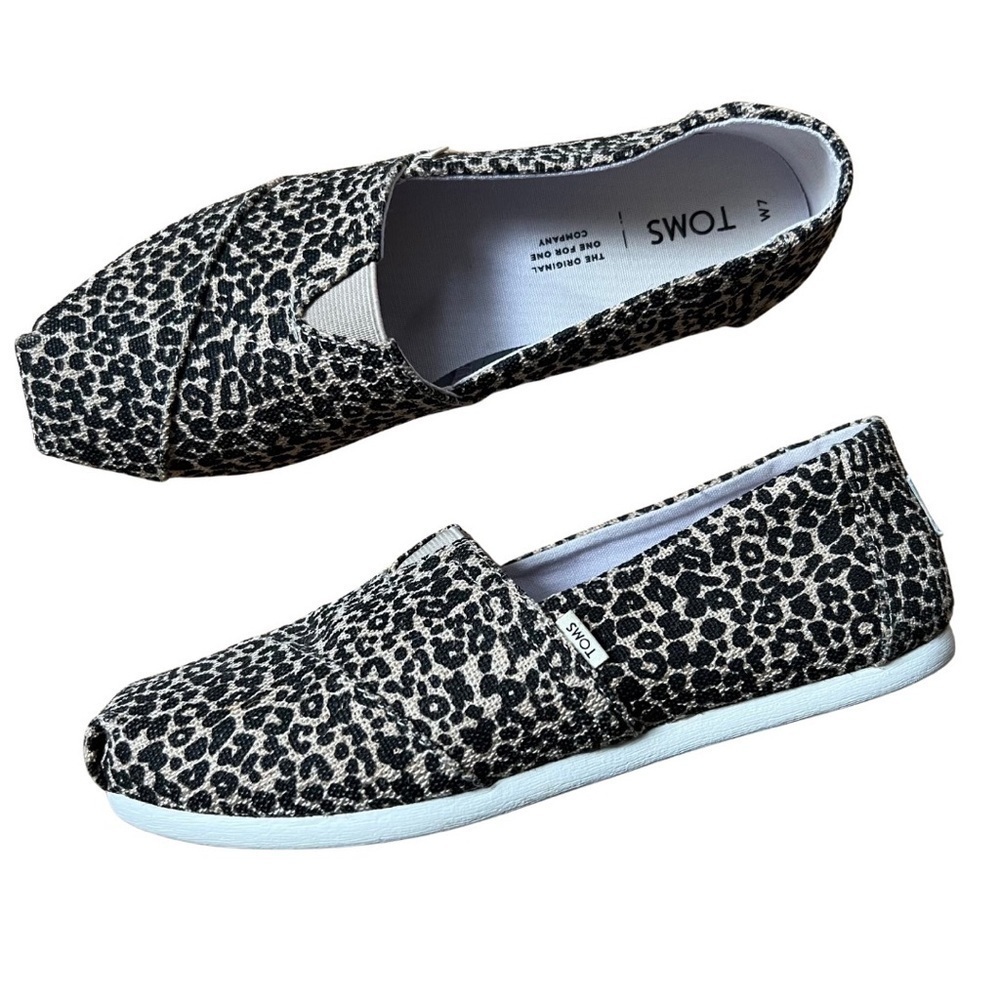 Toms Natural Tweed Baby Cheetah Alpargata Women's Classic's Sneakers Size 7